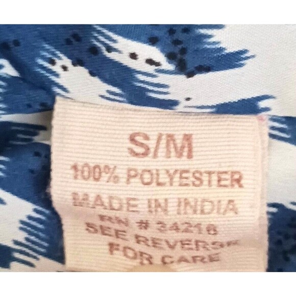 Beaches & Boho Swim Cover Up Blue Ikat Coral Tassel Fringe S/M - Picture 7 of 8